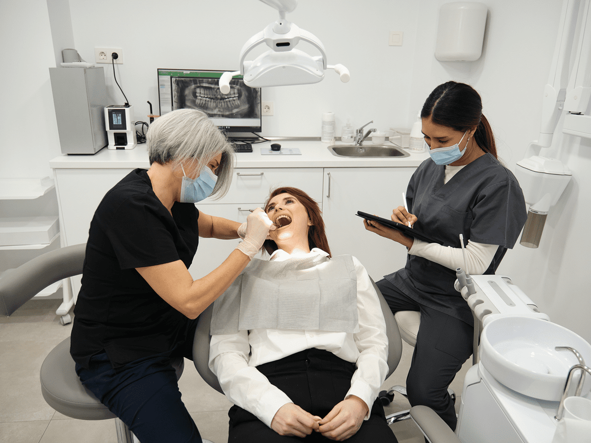 Dental check-up with hygienist